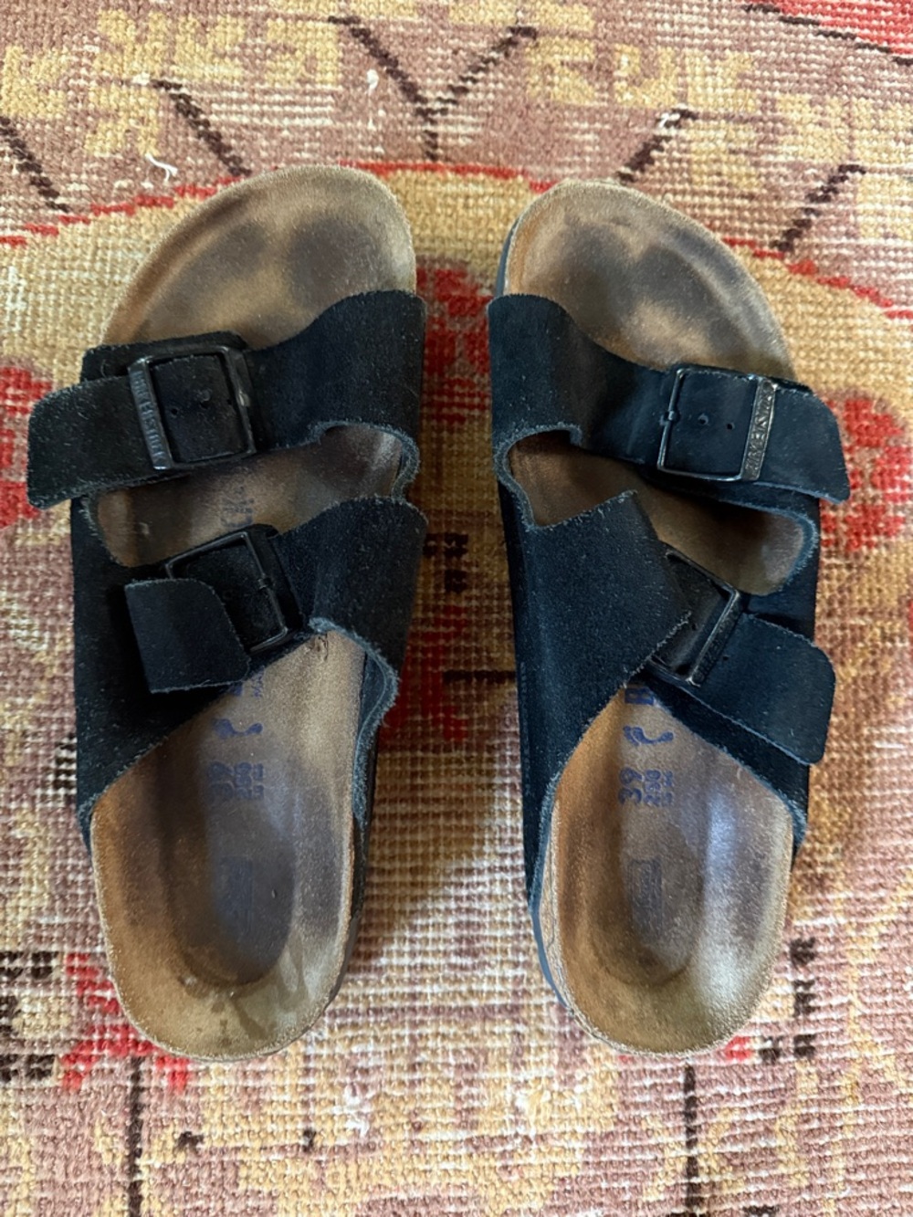 Birkenstock Black Suede Two-Strap Sandals
